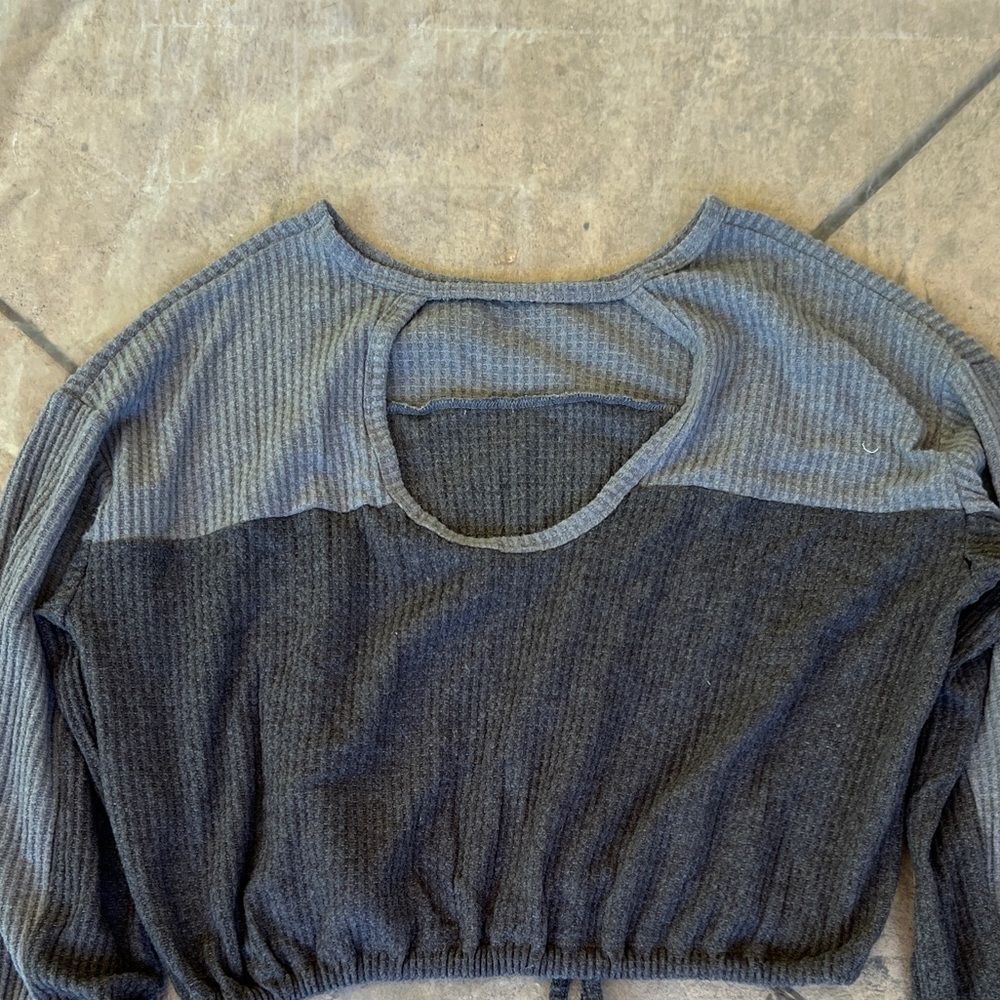 Grey Sweater Blouse Top